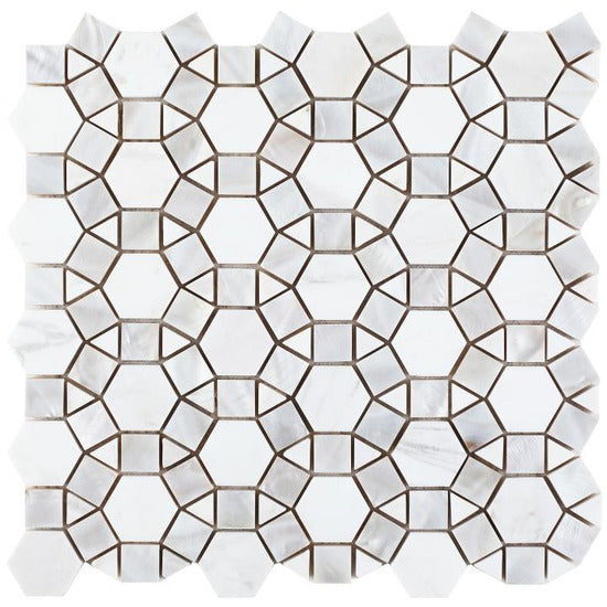 Elysium Tiles, Pearl Mosaic, Diana Aether, 11.5" x 12"