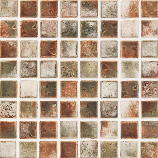Cepac Porcelain Mosaic Tiles, Frost Proof/Acid Resistant, Mirage, Forest Path, 1″ x 1″