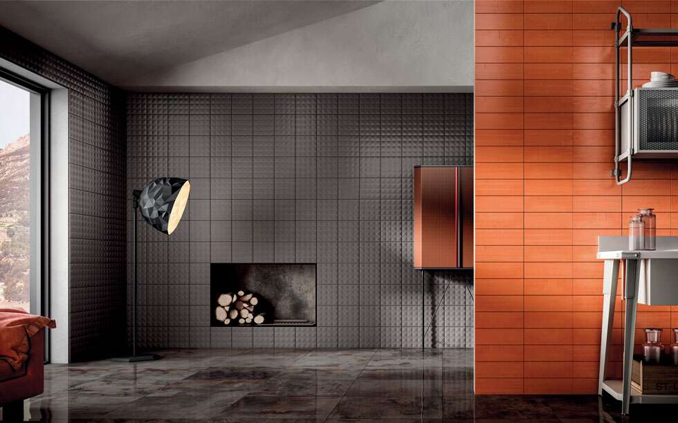 Diesel Living, Iris Ceramica Wall Tiles, Synthetic, Hard Studs Greige, 8”x8”