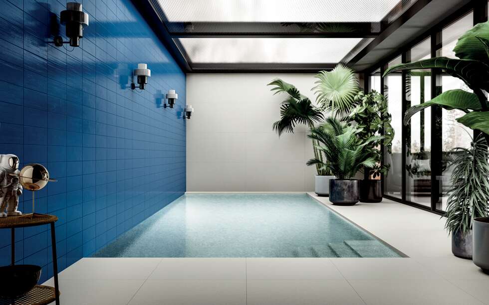 Diesel Living, Iris Ceramica Wall Tiles, Synthetic, Tape Blue, 4”x12”