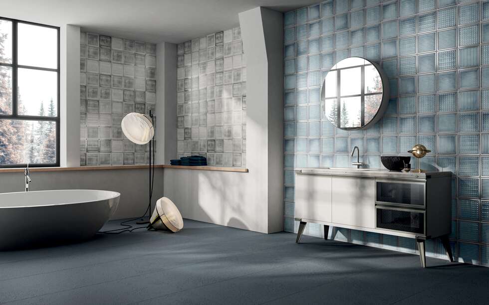 Diesel Living, Iris Ceramica Floor Tiles, Cement Mexican, Slight Blue, Multi-size