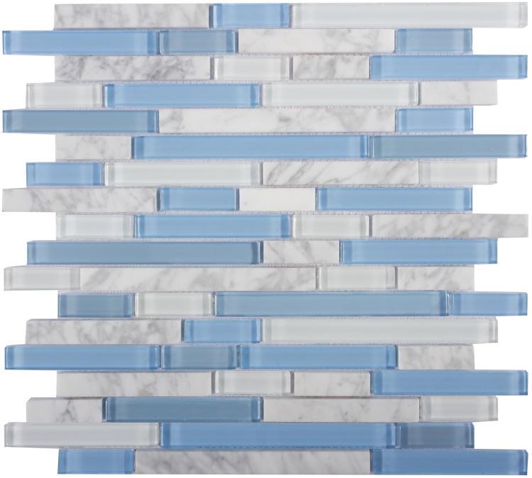 Elysium Tiles, Mosaic Glass, Linear, Multi-color, 11.75" x 12"