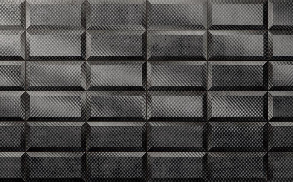 Diesel Living, Iris Ceramica Wall Tiles, Metal Perf, Gloom, 4”x8”