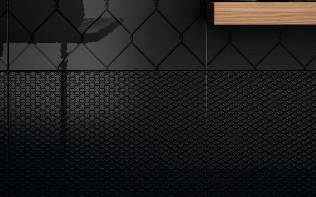 Diesel Living, Iris Ceramica Wall Tiles, Fence, Micro Black, 8”x8”
