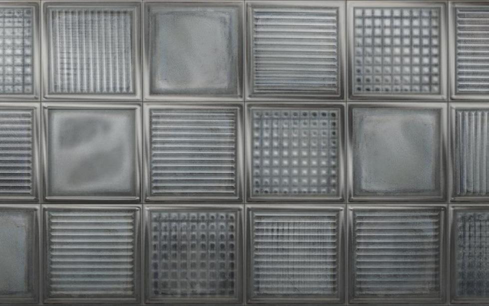 Diesel Living, Iris Ceramica Wall Tiles, Glass Blocks, Glass Dusty Black, 8”x8”