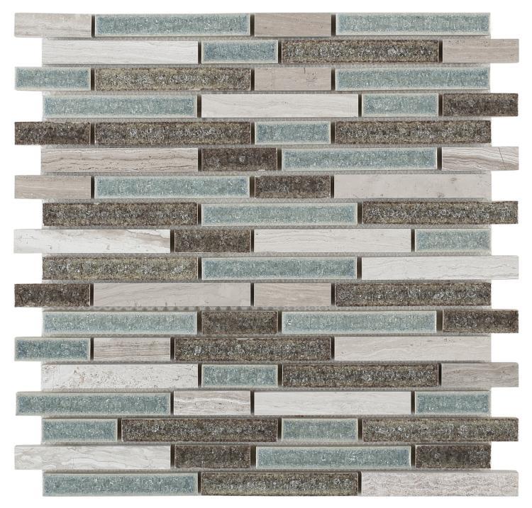 Elysium Tiles, Crackle Glass Mosaic, Sara, 12” x 12”