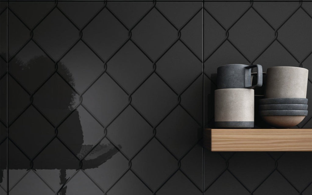Diesel Living, Iris Ceramica Wall Tiles, Fence, Black, 8”x8”