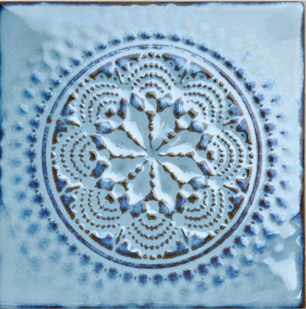 Cepac Porcelain Mosaic Tiles, Frost Proof/Acid Resistant, Mandala, Multi-color, 6"