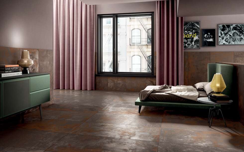 Diesel Living, Iris Ceramica Floor Tiles, Metal Perf, Metal Russet, Multi-size