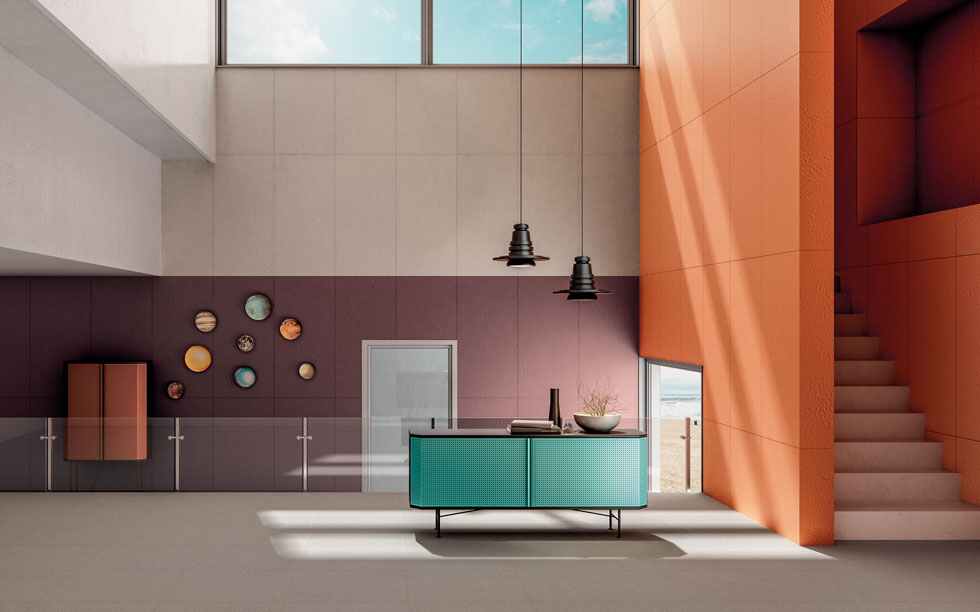 Diesel Living, Iris Ceramica Floor Tiles, Cement Mexican, Rugged Orange, Multi-size