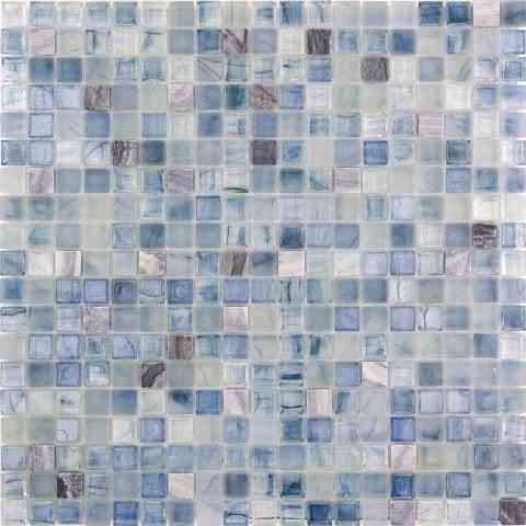 Mir Mosaic, Alma Tiles, Mix 0.6" Amber Collection, Multi-color, 12.9" x 12.9"