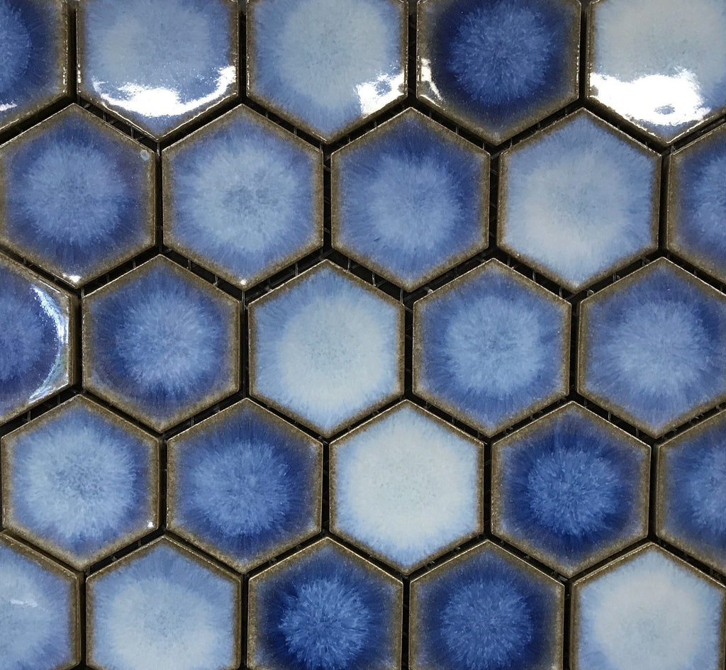 Cepac Porcelain Mosaic Tiles, Frost Proof/Acid Resistant, Odyssey, Multi-color, 2″ Concaved Hexagon