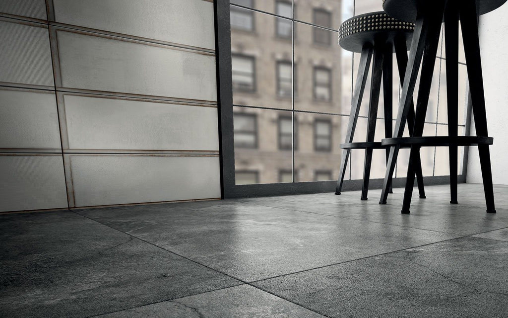 Diesel Living, Iris Ceramica Floor Tiles, Solid Concrete, Black, Multi-size