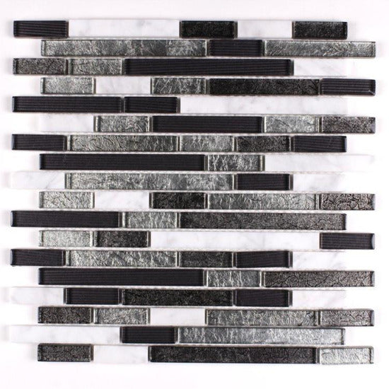 Elysium Tiles, Mosaic Glass, Cliff Stack, 11.75" x 12"