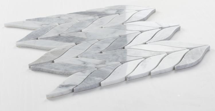 Elysium Tiles, Marble Mosaic, Leaf, Multi-color, 10" x 12"