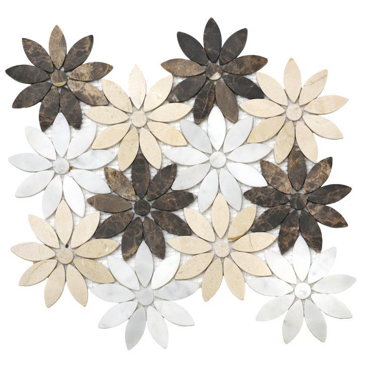 Elysium Tiles, Marble Mosaic, Daisy, Multi-color, Multi-size