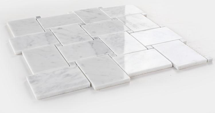 Elysium Tiles, Marble Mosaic, Carrara, Multi-pattern, Multi-size