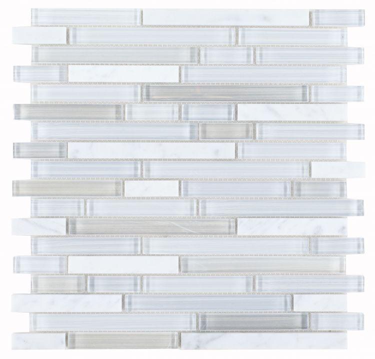 Elysium Tiles, Mosaic Glass, Linear, Multi-color, 11.75" x 12"