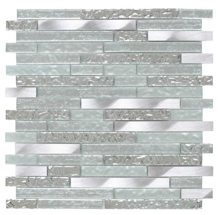 Elysium Tiles, Metal Mosaic, Ceres Gold, Ceres Silver, 12" x 12"
