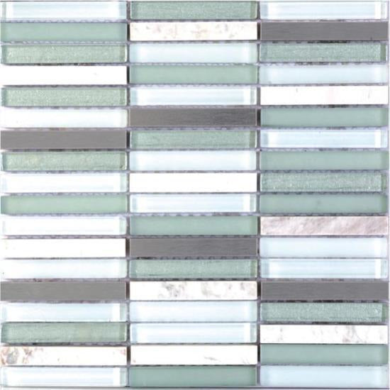 Elysium Tiles, Mosaic Glass, Green Band, 12" x 12"