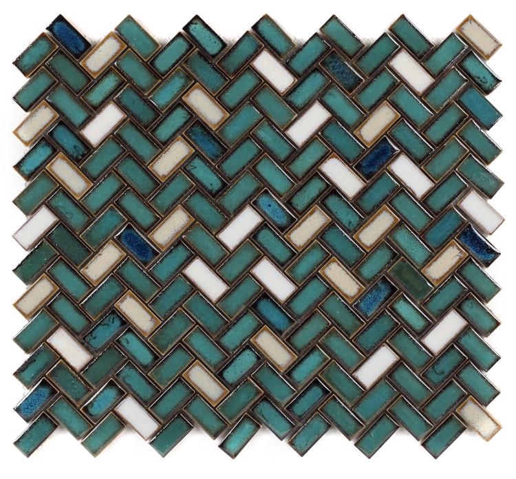 Elysium Tiles, Handmade Porcelain Mosaic, Tango, Multi-color, Multi-size