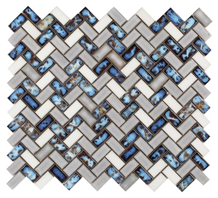 Elysium Tiles, Handmade Porcelain Mosaic, Tango, Multi-color, Multi-size