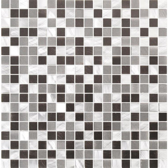 Elysium Tiles, Metal Mosaic, Ceres Gold, Mythos Grey Mini, 11.75" x 11.75"