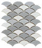 Elysium Tiles, Handmade Porcelain Mosaic, Dragon Scale, Multi-color, Multi-size