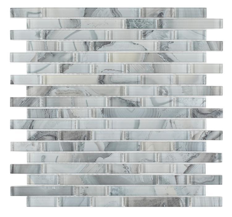 Elysium Tiles, Mosaic Glass, Linear, Multi-color, 11.75" x 12"