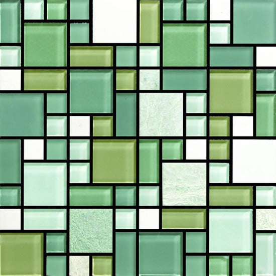 Elysium Tiles, Mosaic Glass, Ibiza Square 11.75" x 11.75"
