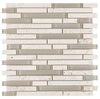 Elysium Tiles, Mosaic Glass, Linear, Multi-color, 11.75" x 12"