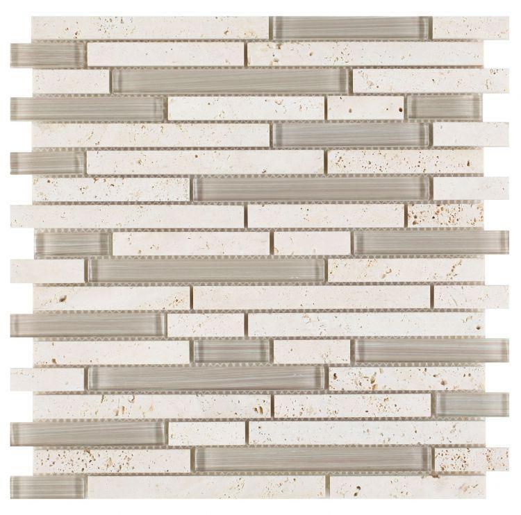 Elysium Tiles, Mosaic Glass, Linear, Multi-color, 11.75" x 12"