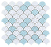 Elysium Tiles, Glass Mosaic, Fish Scale, Multi-color, 11.5" x 12"