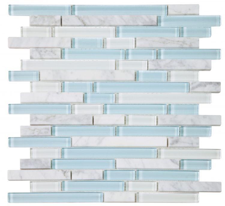 Elysium Tiles, Mosaic Glass, Linear, Multi-color, 11.75" x 12"