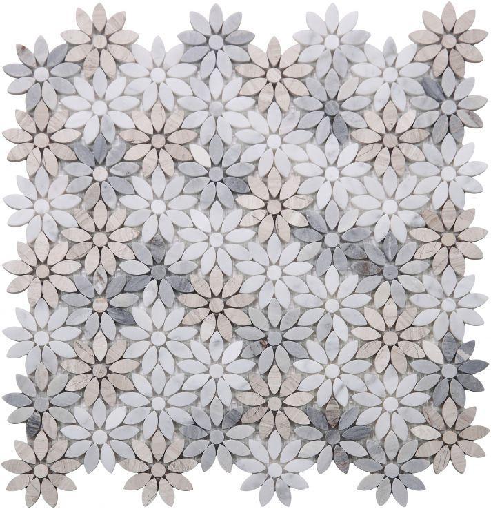Elysium Tiles, Marble Mosaic, Daisy, Multi-color, Multi-size