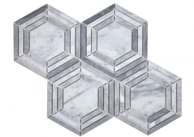 Elysium Tiles, Marble Mosaic, Nancy, Multi-finish, 10.75" x 12.25"