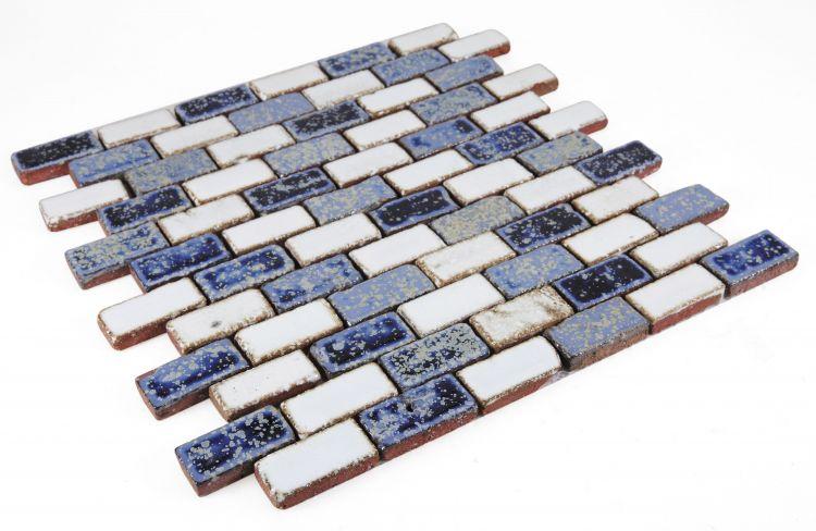 Elysium Tiles, Handmade Porcelain Mosaic, Terra, Multi-color