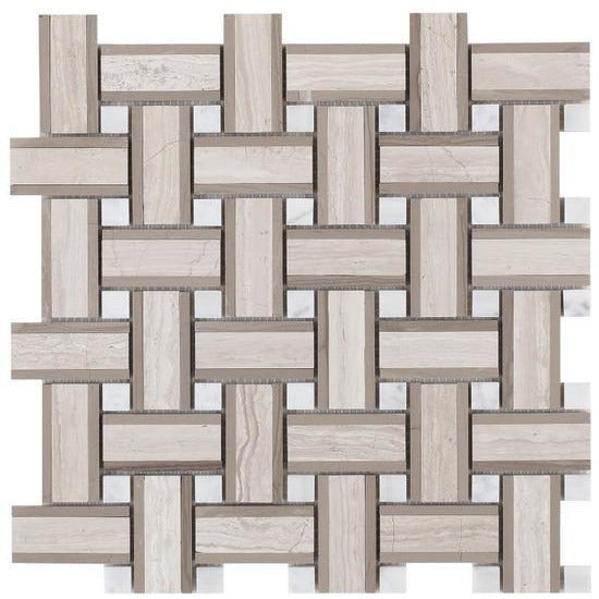 Elysium Tiles, Marble Mosaic, Nike Cross, 12" x 12"