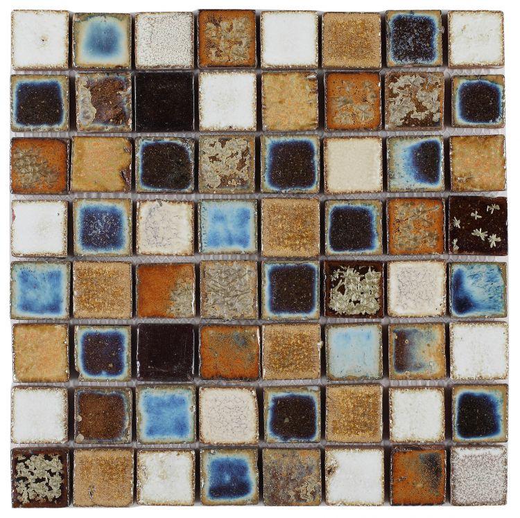 Elysium Tiles, Handmade Porcelain Mosaic, Mango, Multi-color, Multi-size