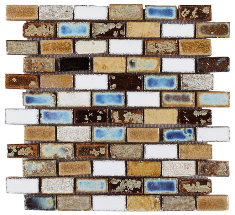 Elysium Tiles, Handmade Porcelain Mosaic, Mango, Multi-color, Multi-size
