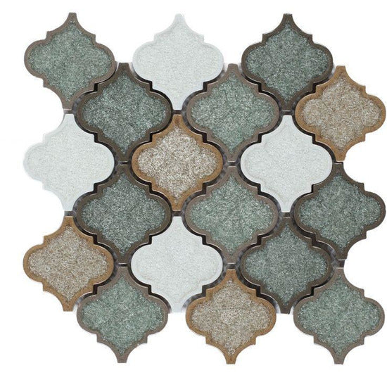 Elysium Tiles, Crackle Glass Mosaic, Lyrics, Forest, 10" x 10"