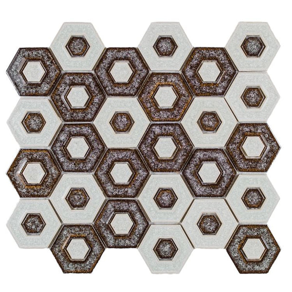 Elysium Tiles, Crackle Glass Mosaic, Eclipse Chic, 10.75" x 12.5"