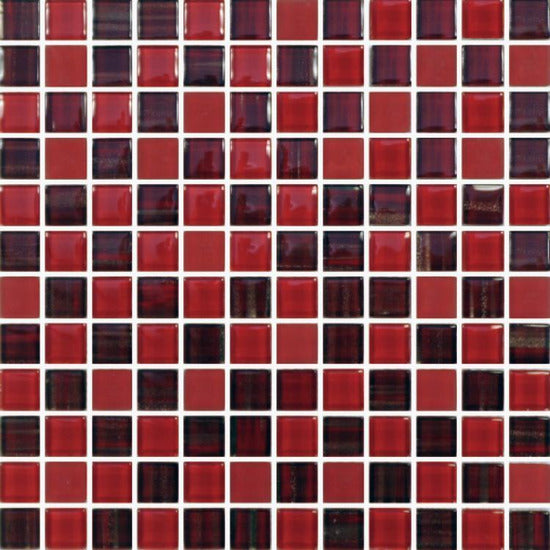 Elysium Tiles, Mosaic Glass, Ruby 11.75" x 12"