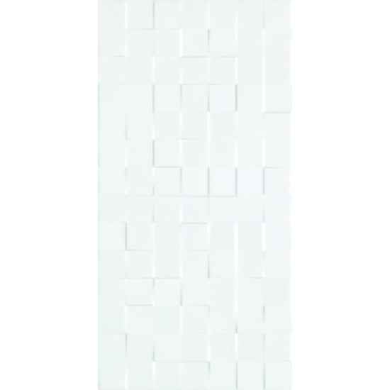 Elysium Tiles, Ceramic Tile, 3D White Square Polished, 12” x 24”