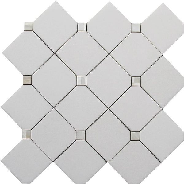 Mir Mosaic, Natural Line Tiles, Alaska Collection, Pearl Square, 11.4" x 11.4"