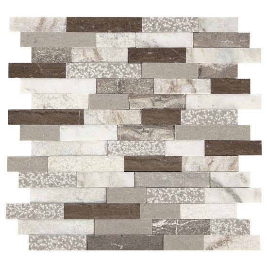 American Olean Natural Stone, Random Linear Mosaic Tile, Presario Collection, Multi-Color, 24x24