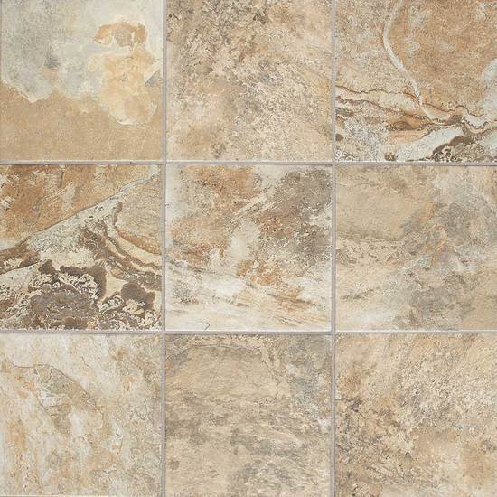 American Olean Glazed Porcelain Floor Tile, Kendal Slate Collection, Multi-Color, 18x18