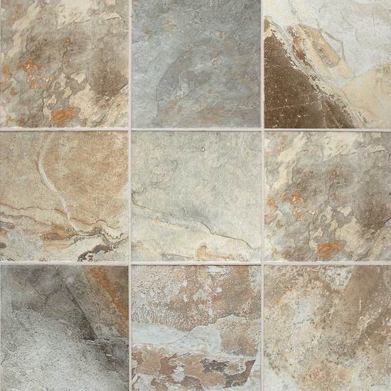 American Olean Glazed Porcelain Floor Tile, Kendal Slate Collection, Multi-Color, 18x18