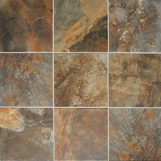 American Olean Glazed Porcelain Floor Tile, Kendal Slate Collection, Multi-Color, 18x18