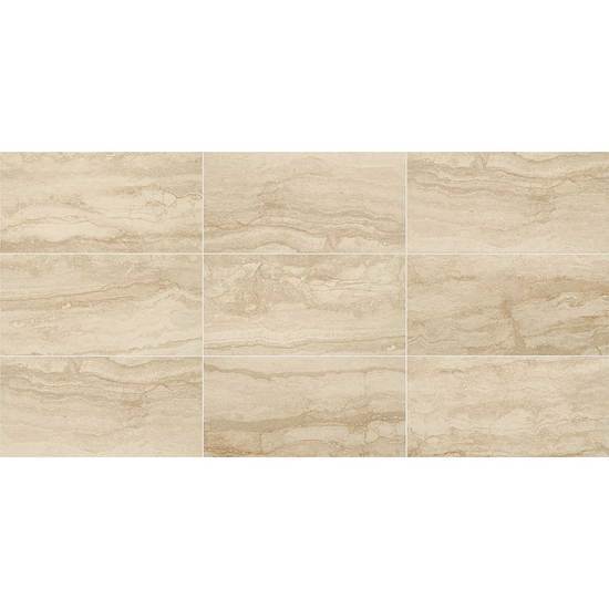 American Olean Glazed Porcelain Floor Tile, Vellagio Collection, Multi-Color, 12x24